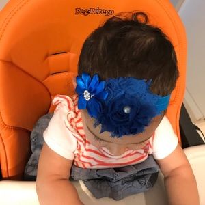 Cute royal blue pearl flower headband